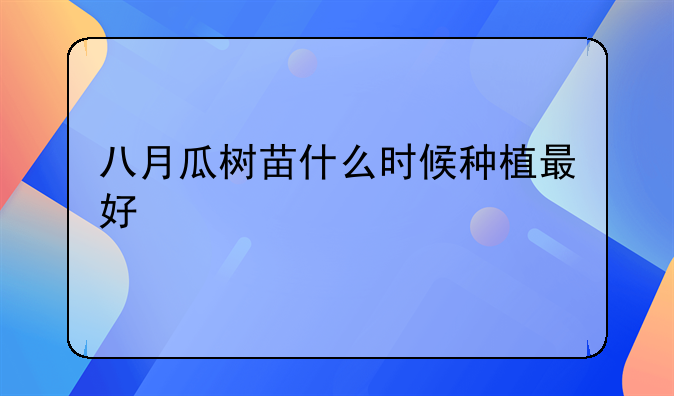 八月瓜树苗什么时候种植最好