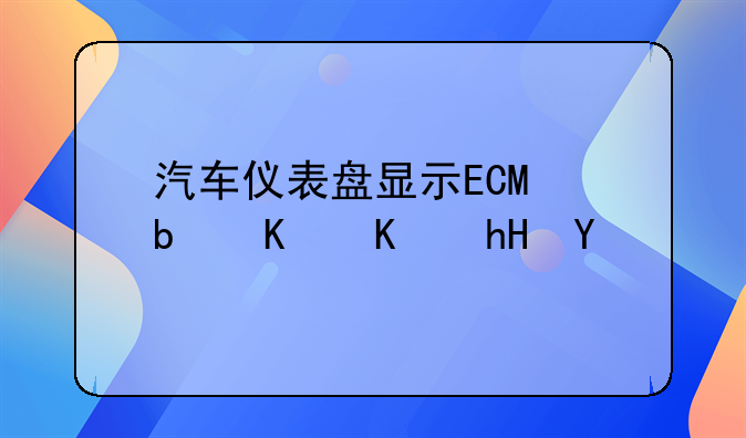 汽车仪表盘显示ECO是什么意思