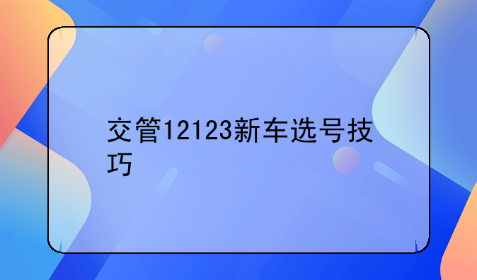 交管12123新车选号技巧