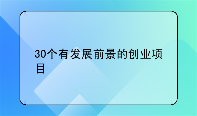 30个有发展前景的创业项目