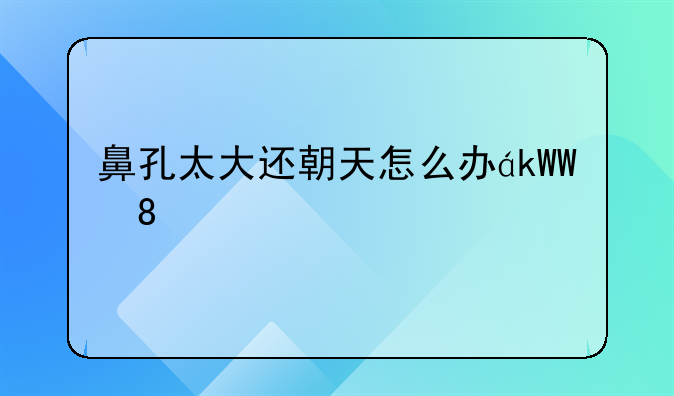 鼻孔太大还朝天怎么办，怎么样可以瘦鼻